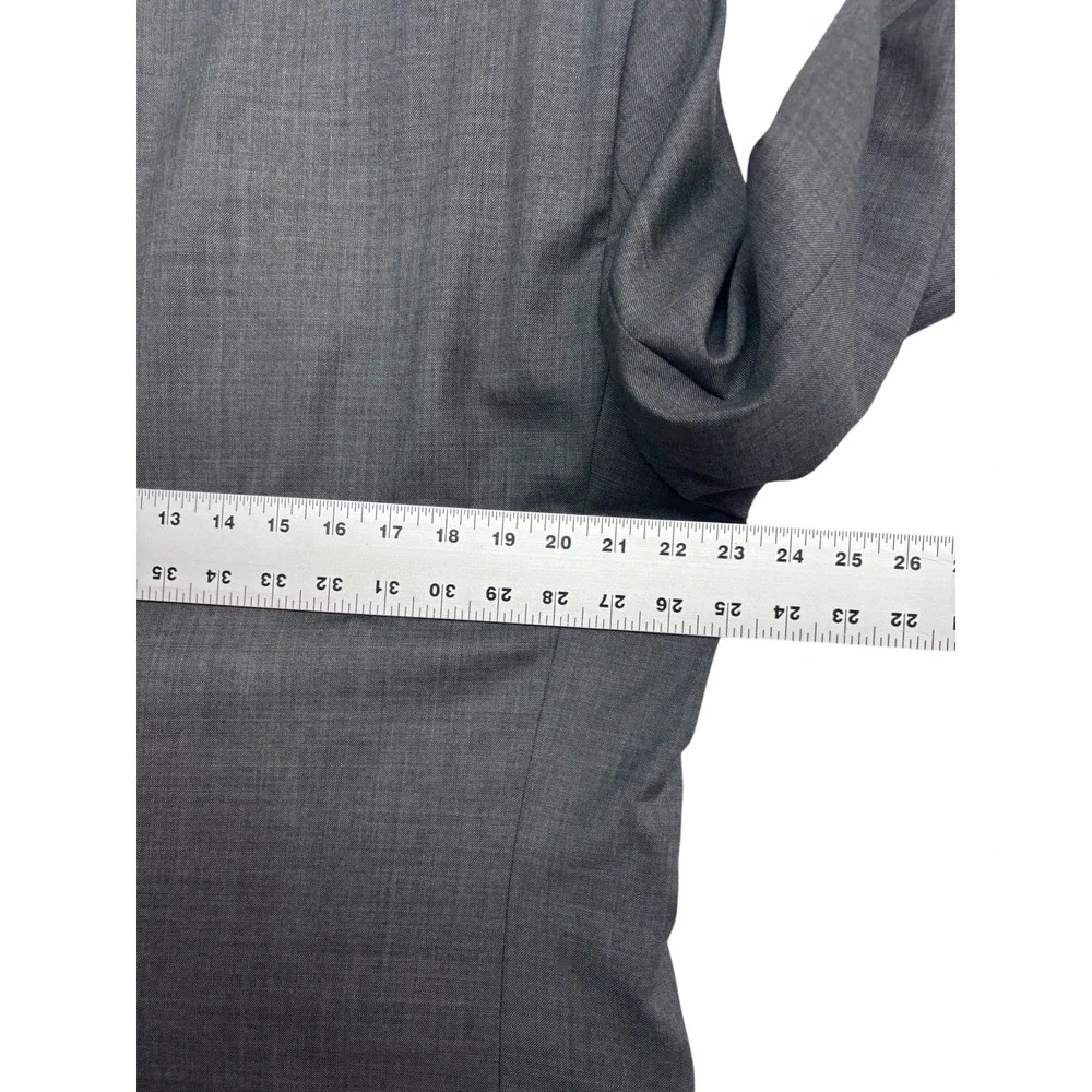 Ralph Lauren 44L 36x34 Gray Sharkskin 2pc Pant Suit Flat Front 100% Wool Mens